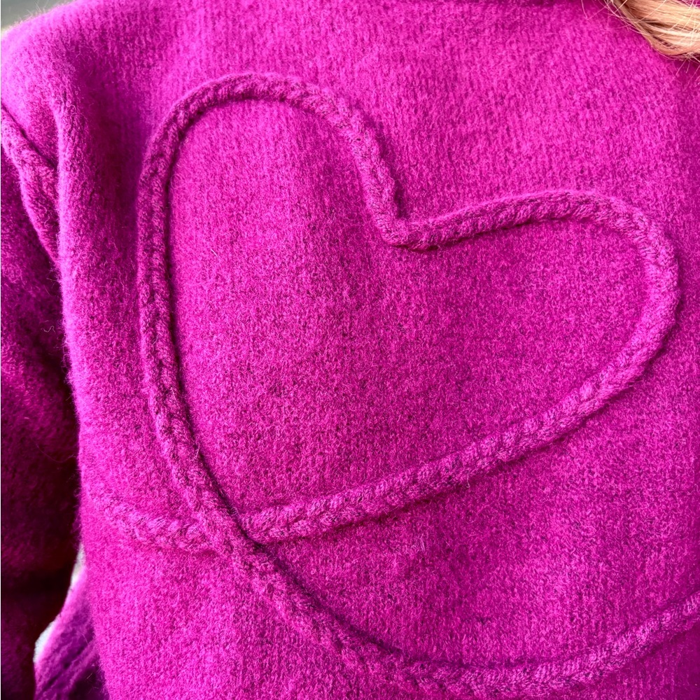 RW&CO. Magenta Cowl Neck Sweater with Heart Detail - Picture 2 of 8